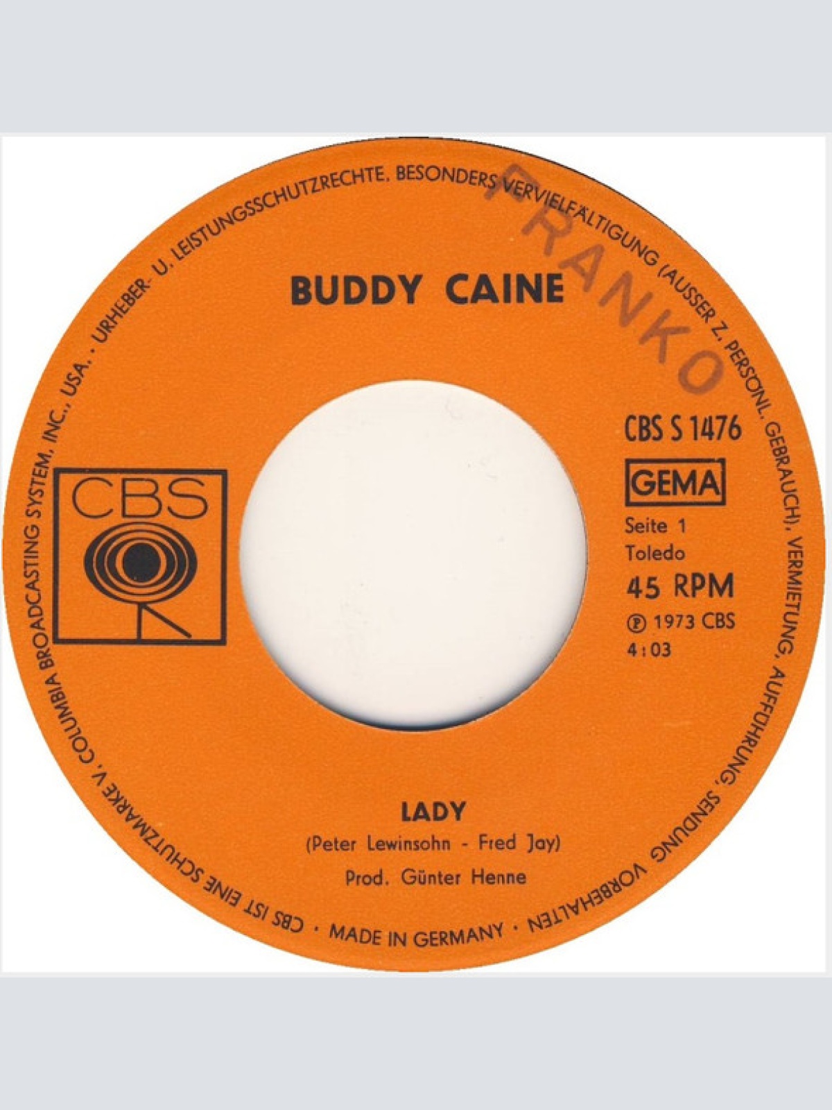Vinyl / Buddy Caine - Lady