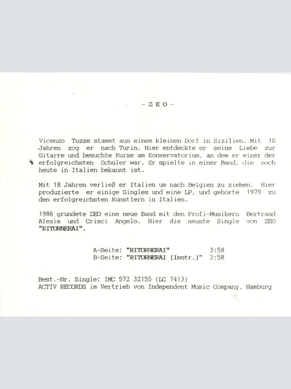 Vinyl / Zeo (8) - Ritornerai