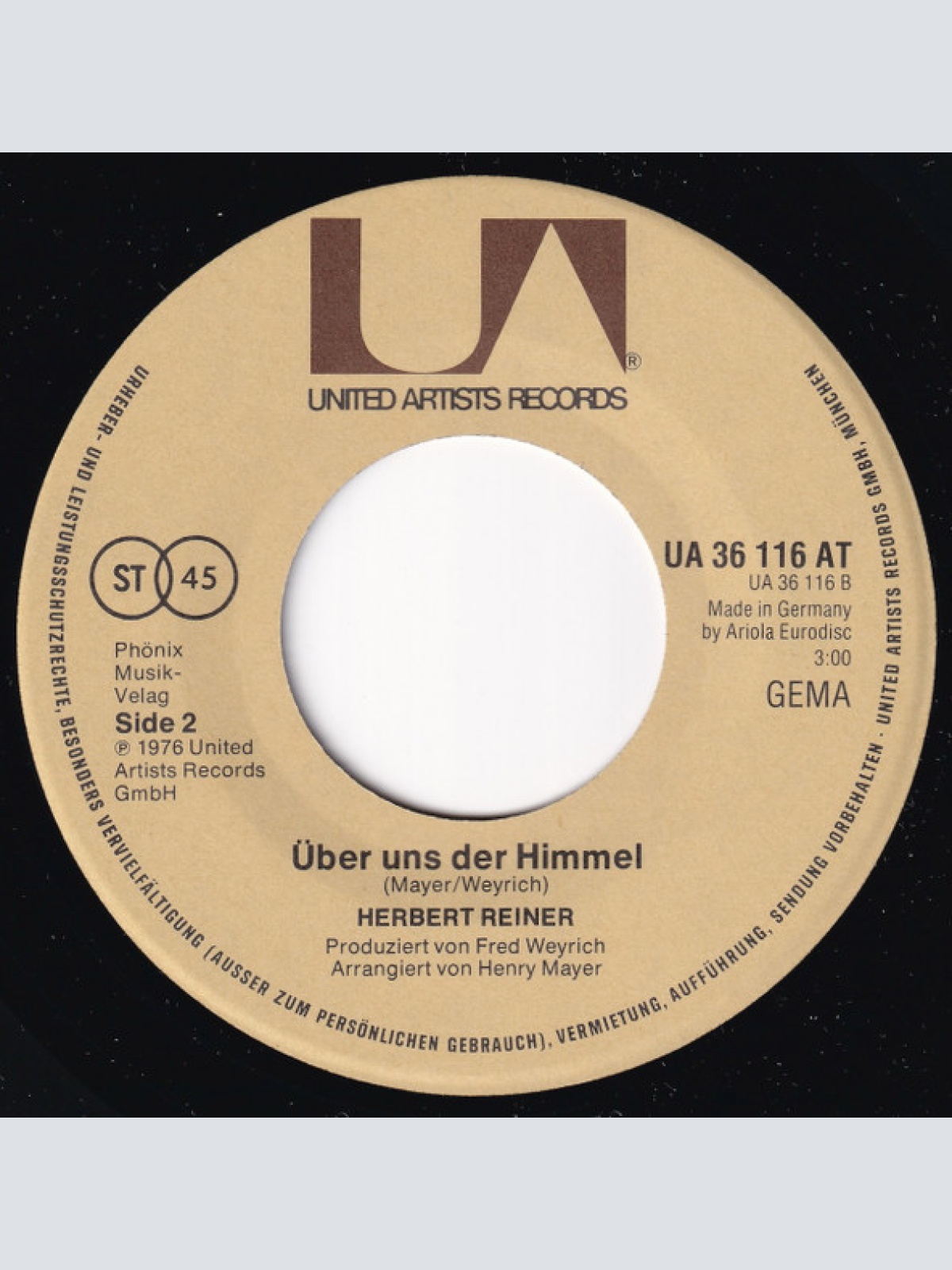 Vinyl / Herbert Reiner - Silvia, Oh Silvia / Über Uns Der Himmel