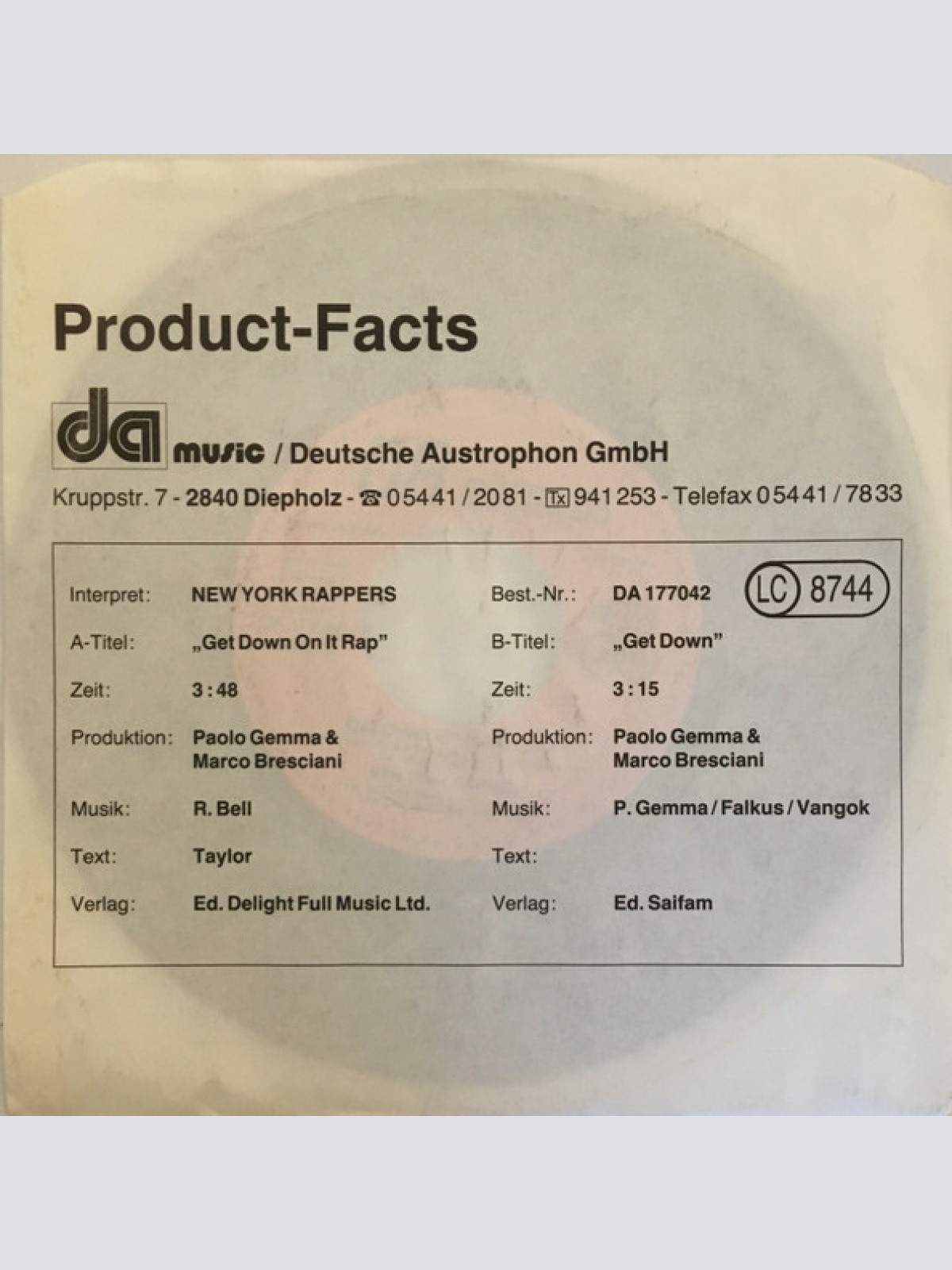 Vinyl / New York Rappers - Get Down On It Rap