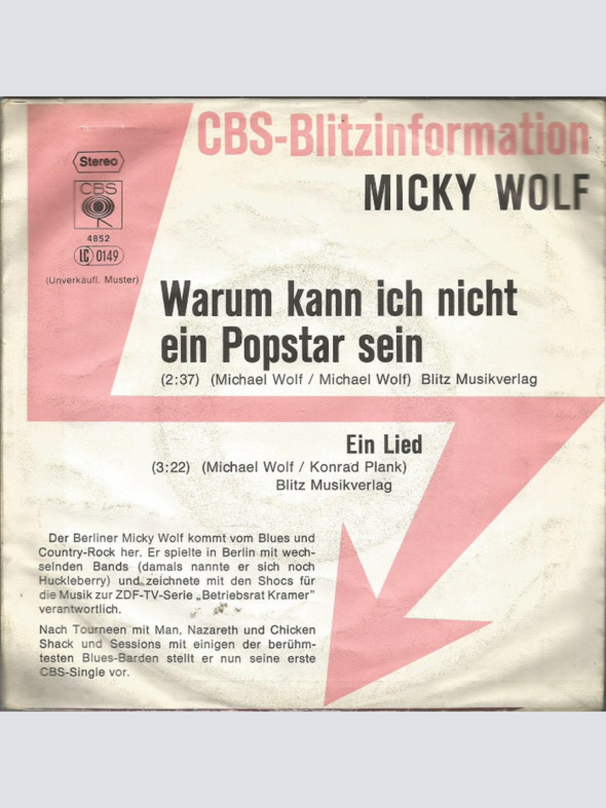 Vinyl / Micky Wolf - Warum Kann Ich Nicht Ein Popstar Sein?