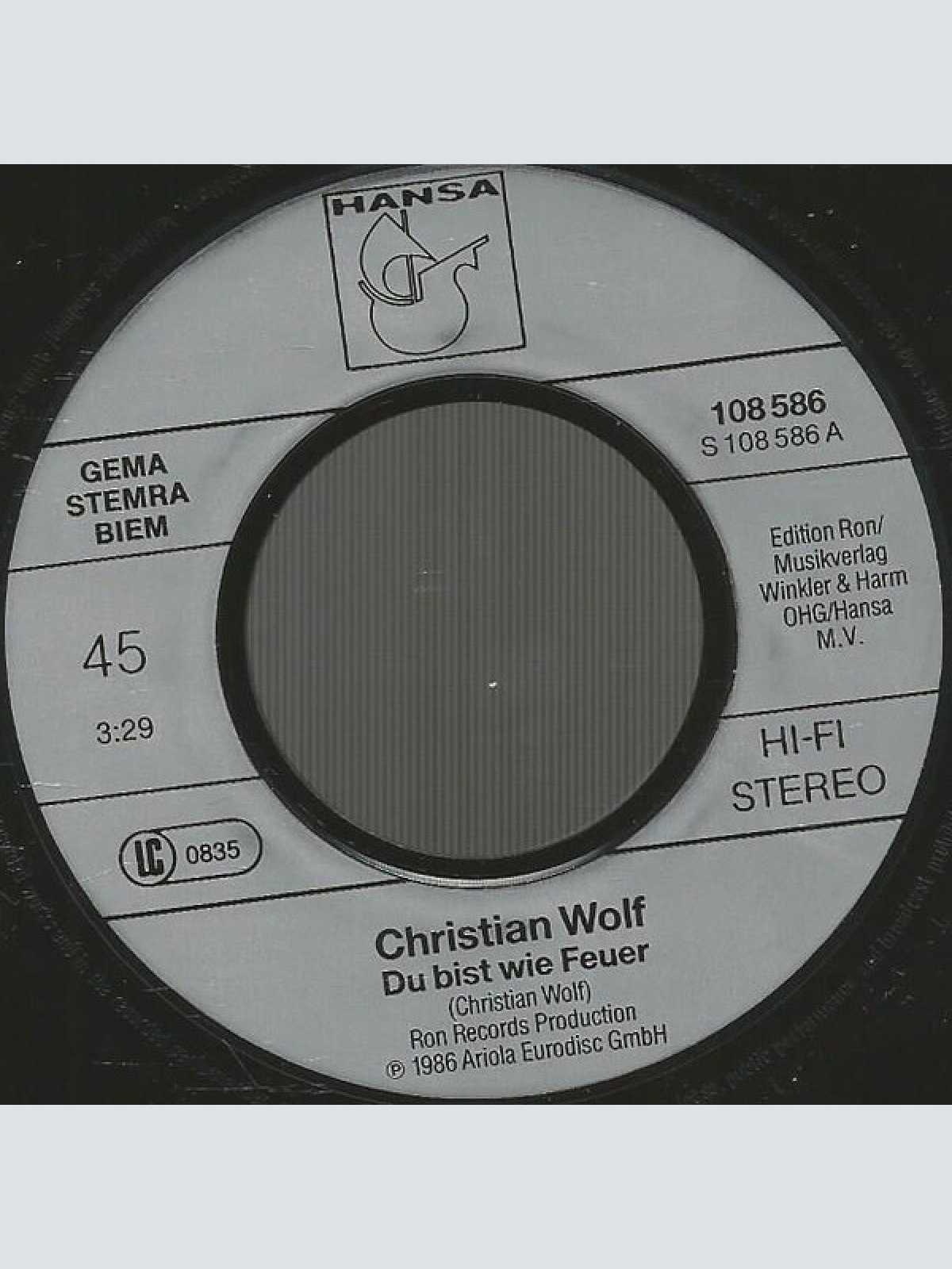 Vinyl / Christian Wolf (3) - Du Bist Wie Feuer