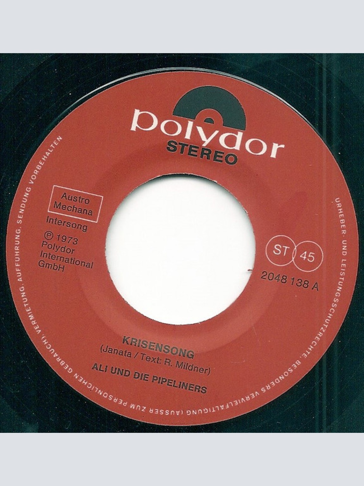 Vinyl / Ali Und Die Pipeliners - Krisensong