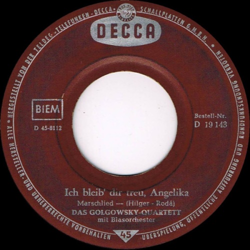 Vinyl / Das Golgowsky-Quartett* - Ich Bleib' Dir Treu, Angelika