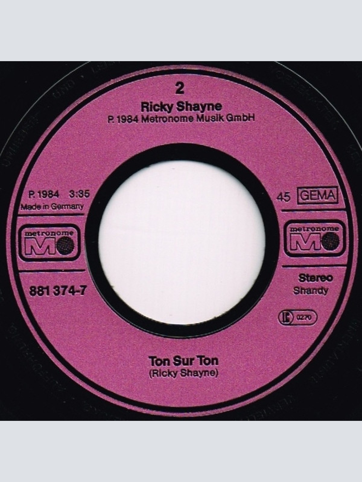 Vinyl / Ricky Shayne - Niemals (Reach Out)