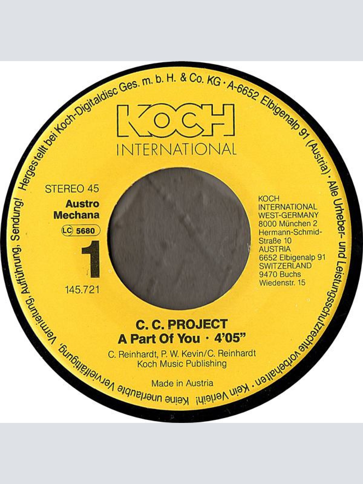 Vinyl / C.C. Project - A Part Of You