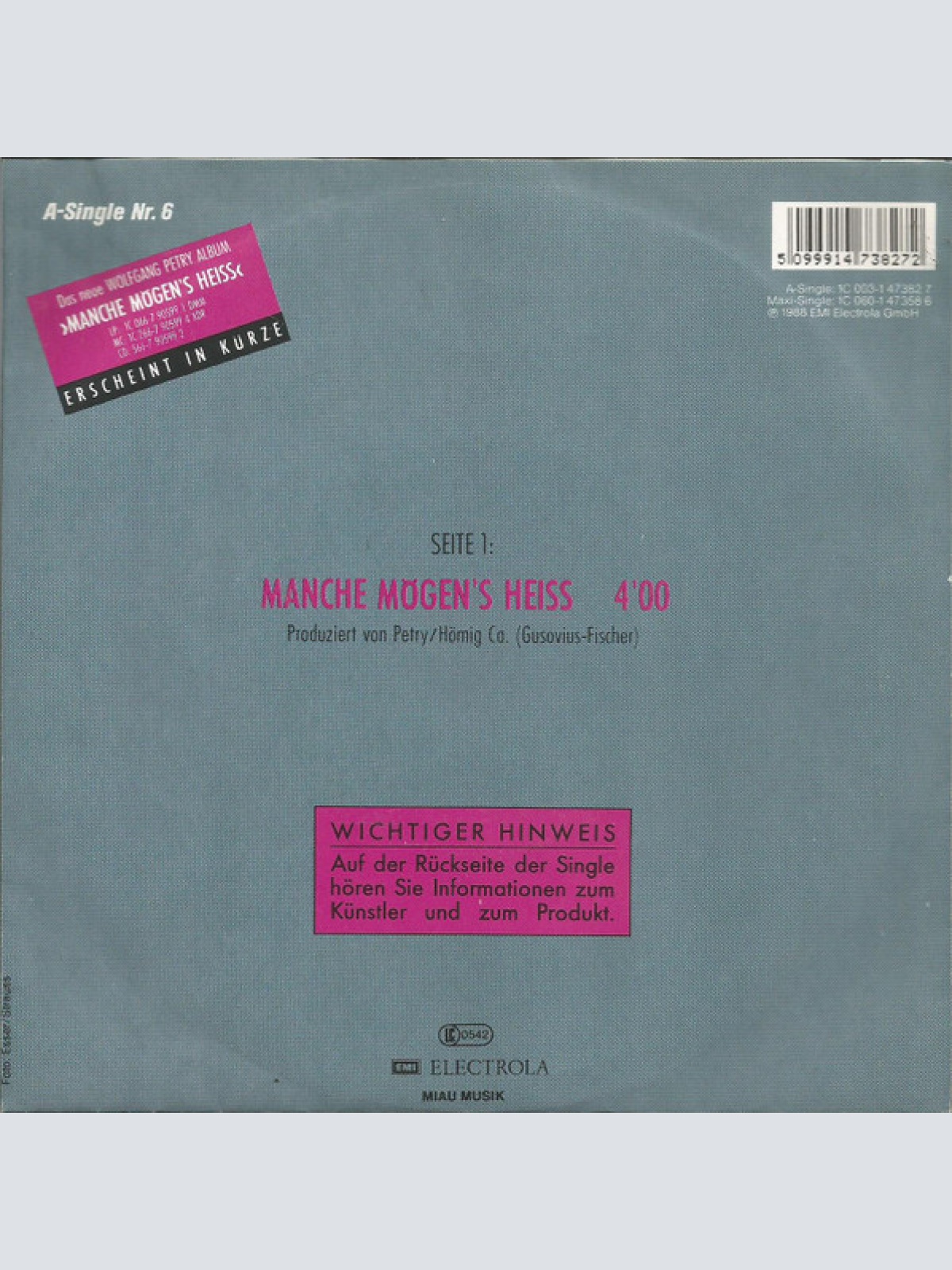 Vinyl / Wolfgang Petry - Manche Mögen's Heiss