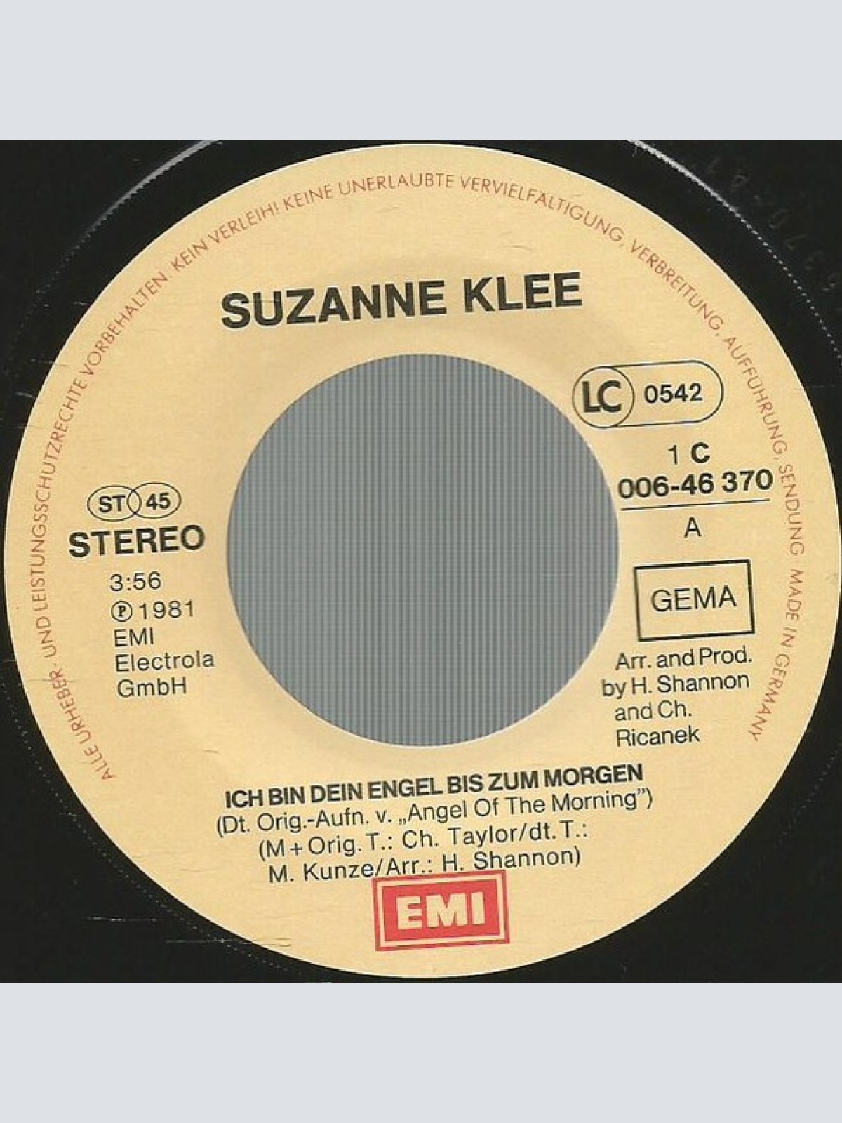 Vinyl / Suzanne Klee - Ich Bin Dein Engel Bis Zum Morgen