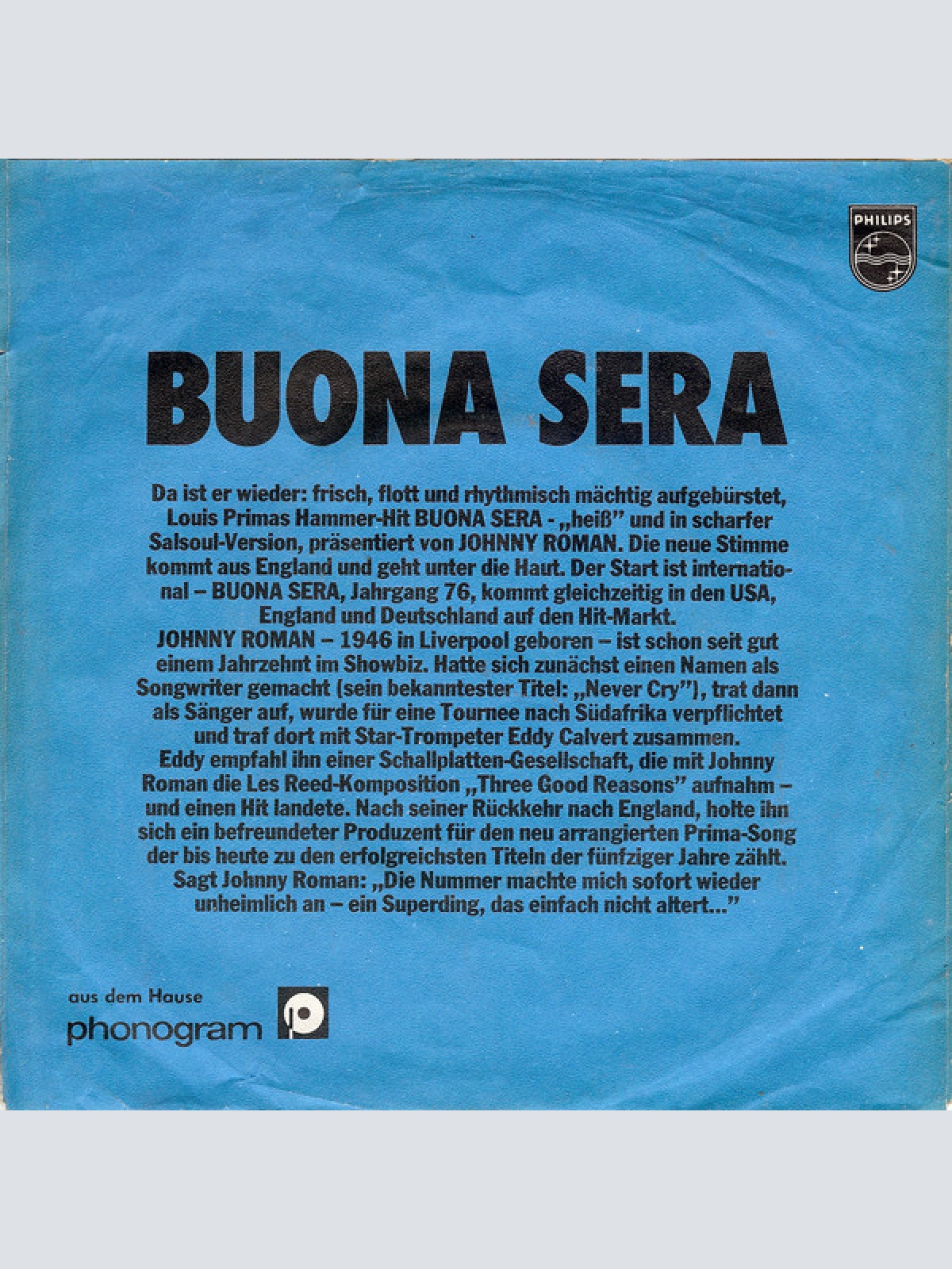 Vinyl / Johnny Roman - Buona Sera