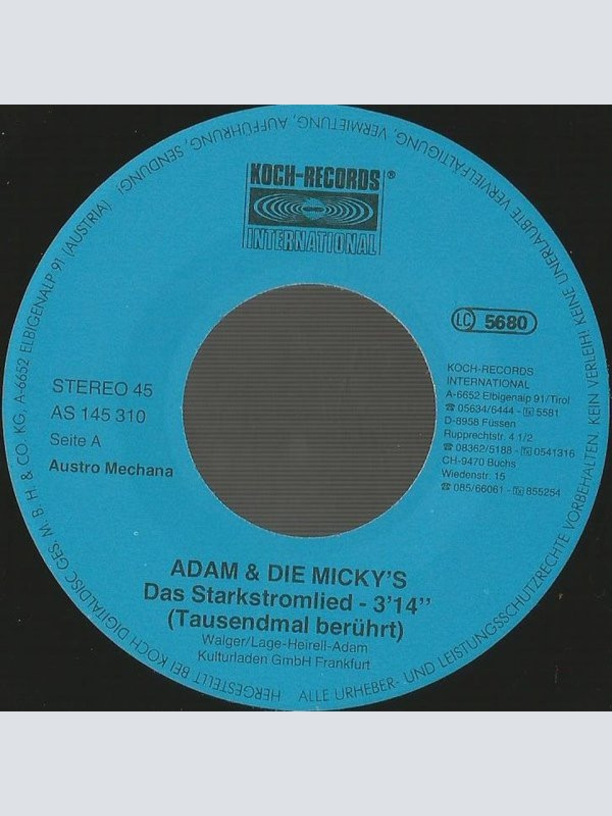 Vinyl / Adam Und Die Micky's - Das Starkstromlied