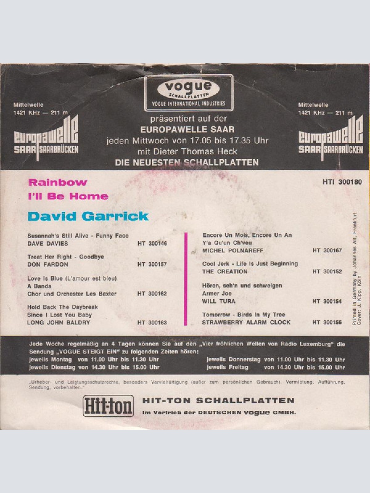 Vinyl / David Garrick - Rainbow