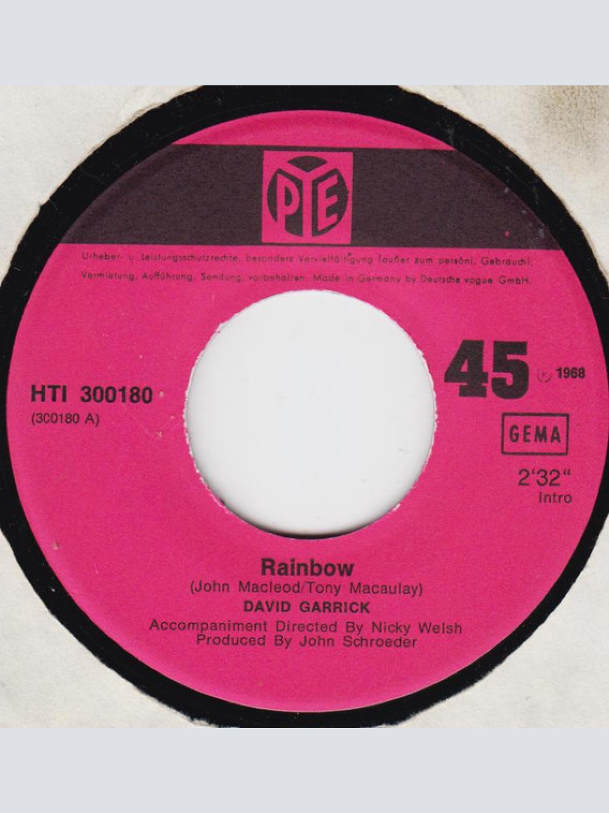 Vinyl / David Garrick - Rainbow