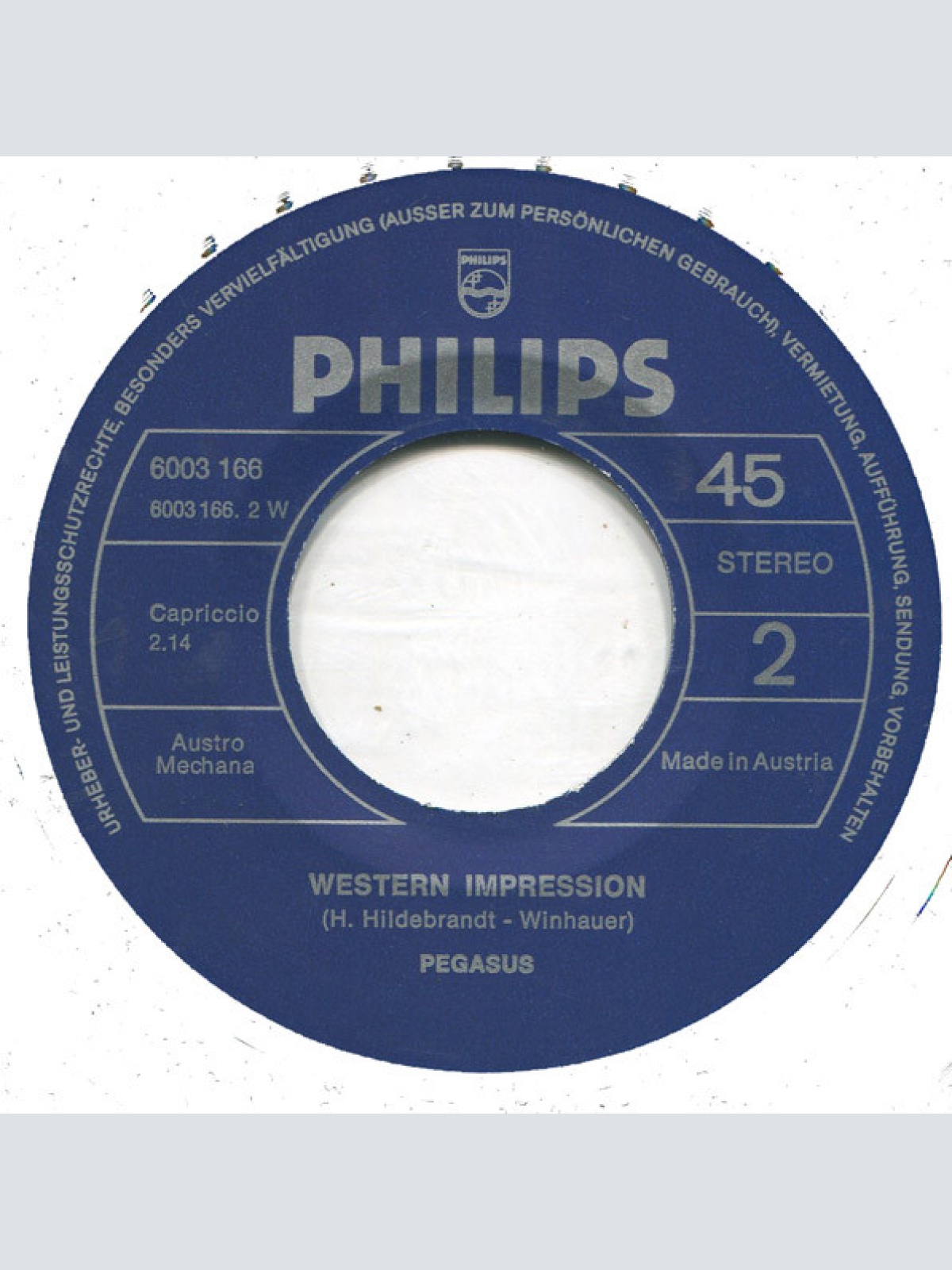 Vinyl / Pegasus (9) - Hey Jean Hey Dean / Western Impression