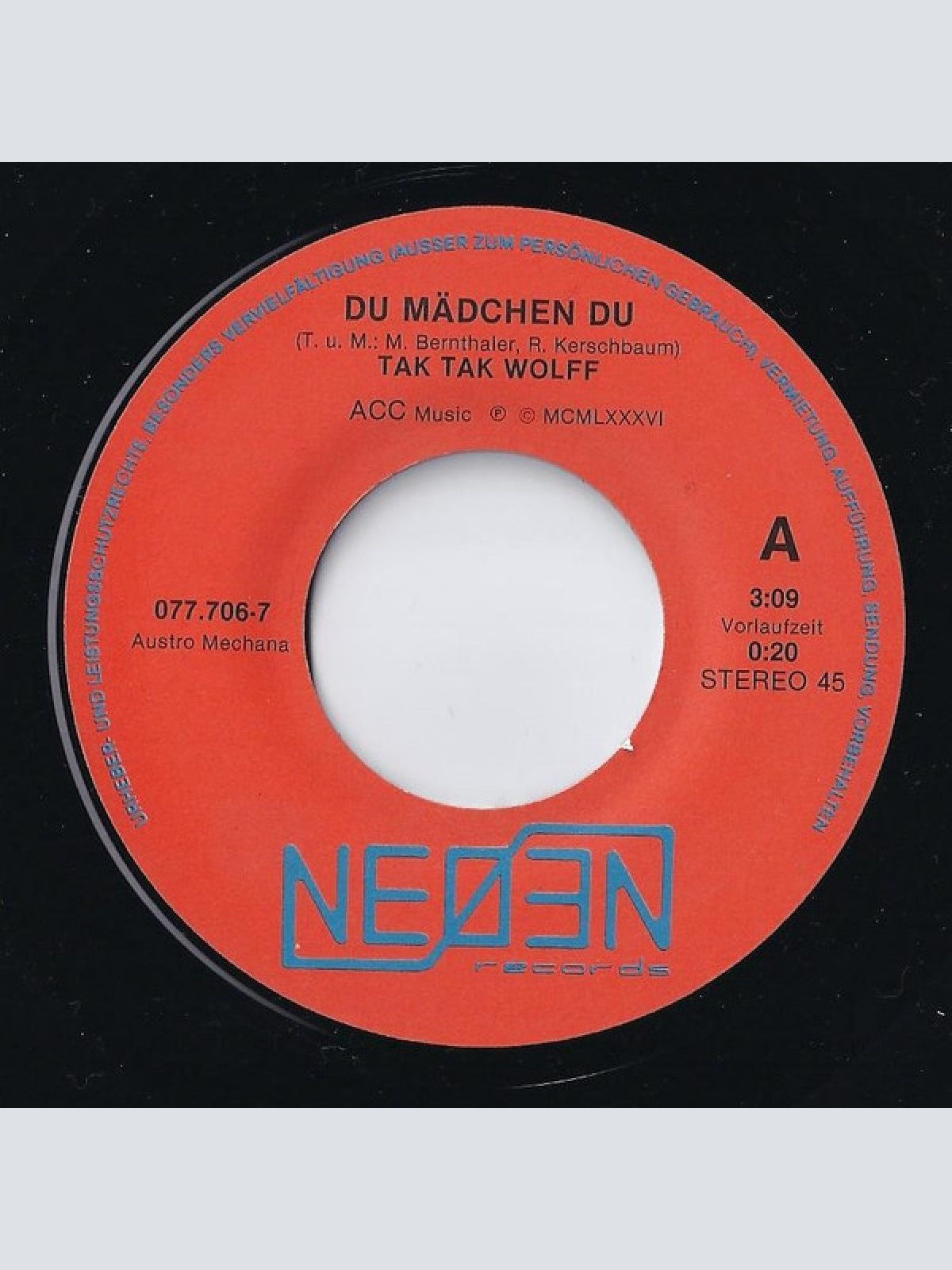 Vinyl / Tak Tak Wolff - Du Mädchen Du