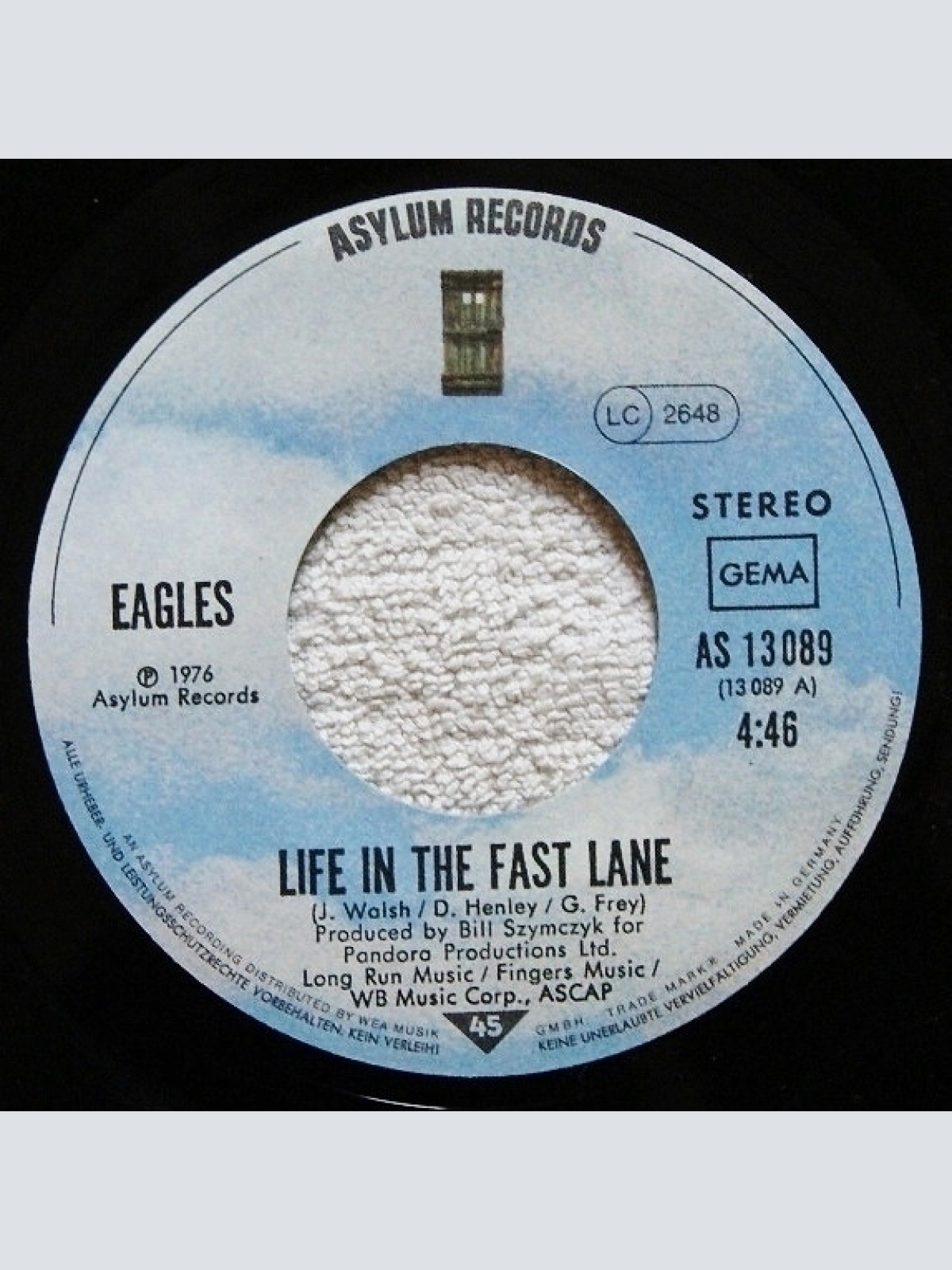 Vinyl / Eagles - Life In The Fast Lane / Wasted Time