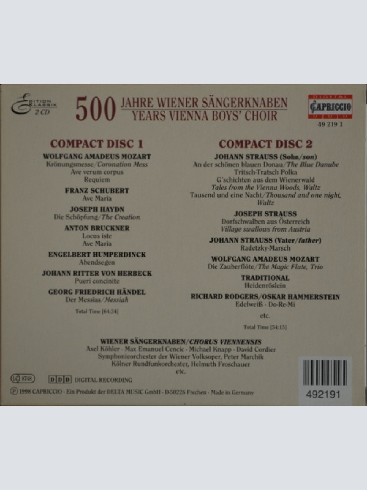 CD / Wiener Sängerknaben* - 500 Jahre