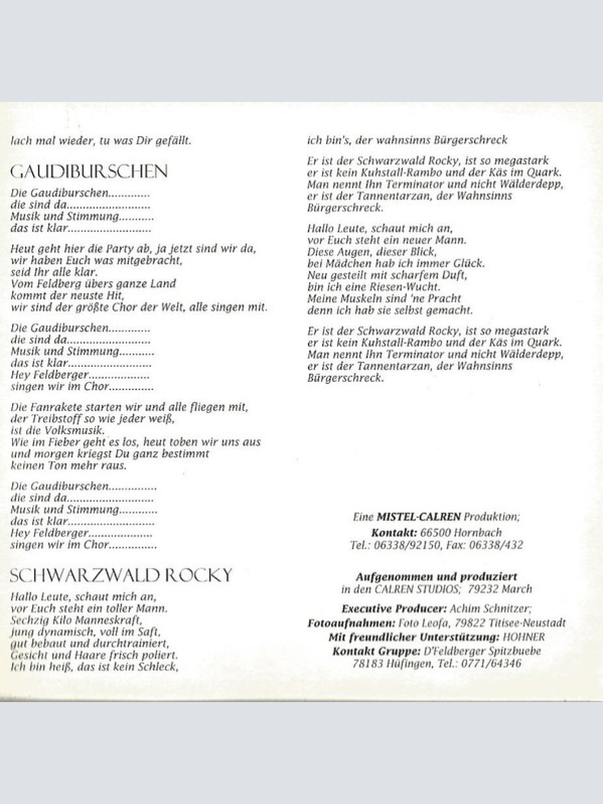 CD / D'Feldberger Spitzbuebe - Die Gaudi Burschen