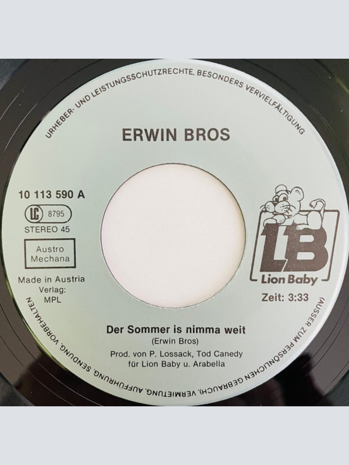 Vinyl / Erwin Bros - Der Sommer Is Nimma Weit