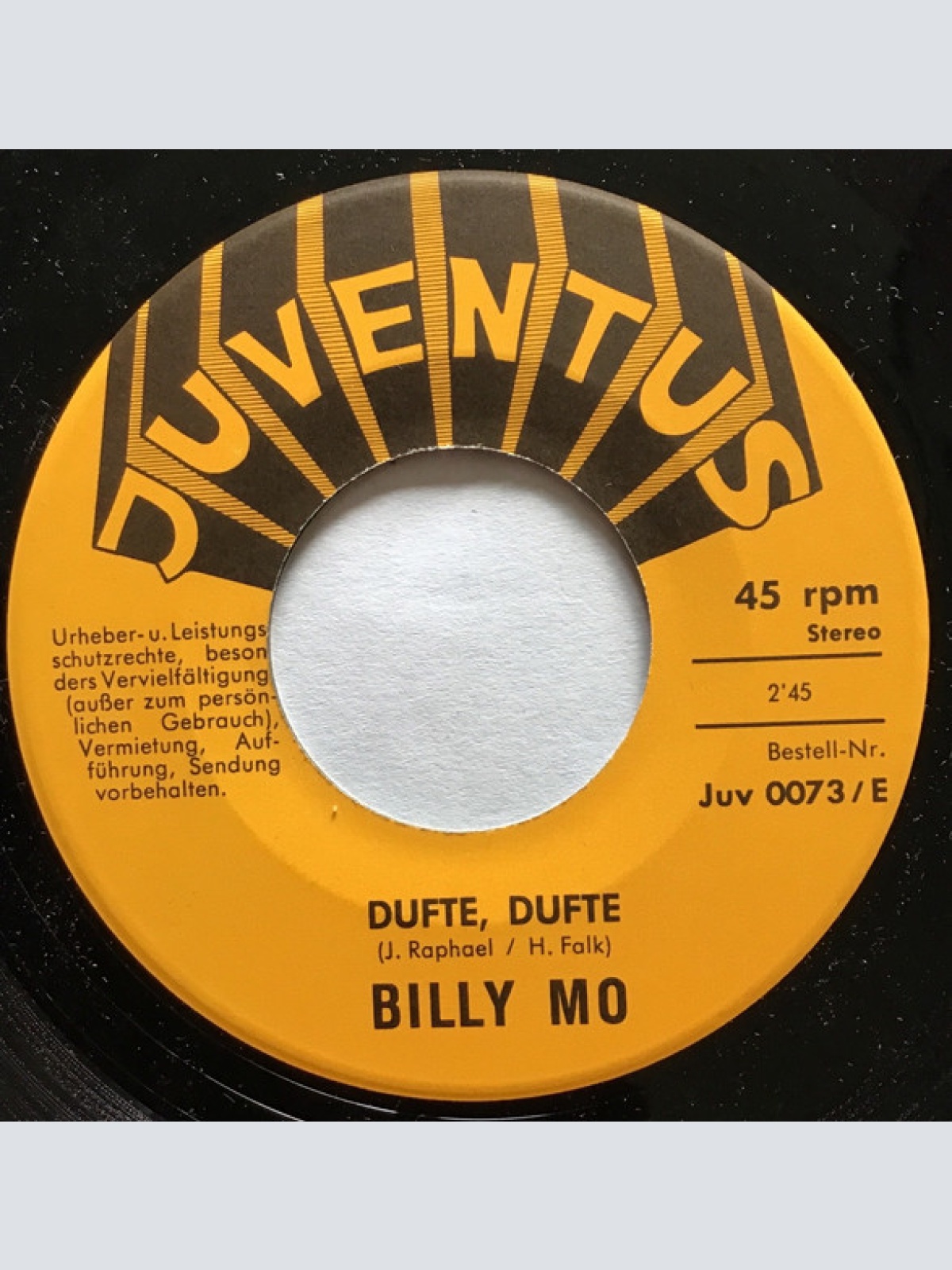 Vinyl / Billy Mo - Dufte Dufte (Hymne An Das Gaststättenpersonal) / Ich Bin Ein Tramp