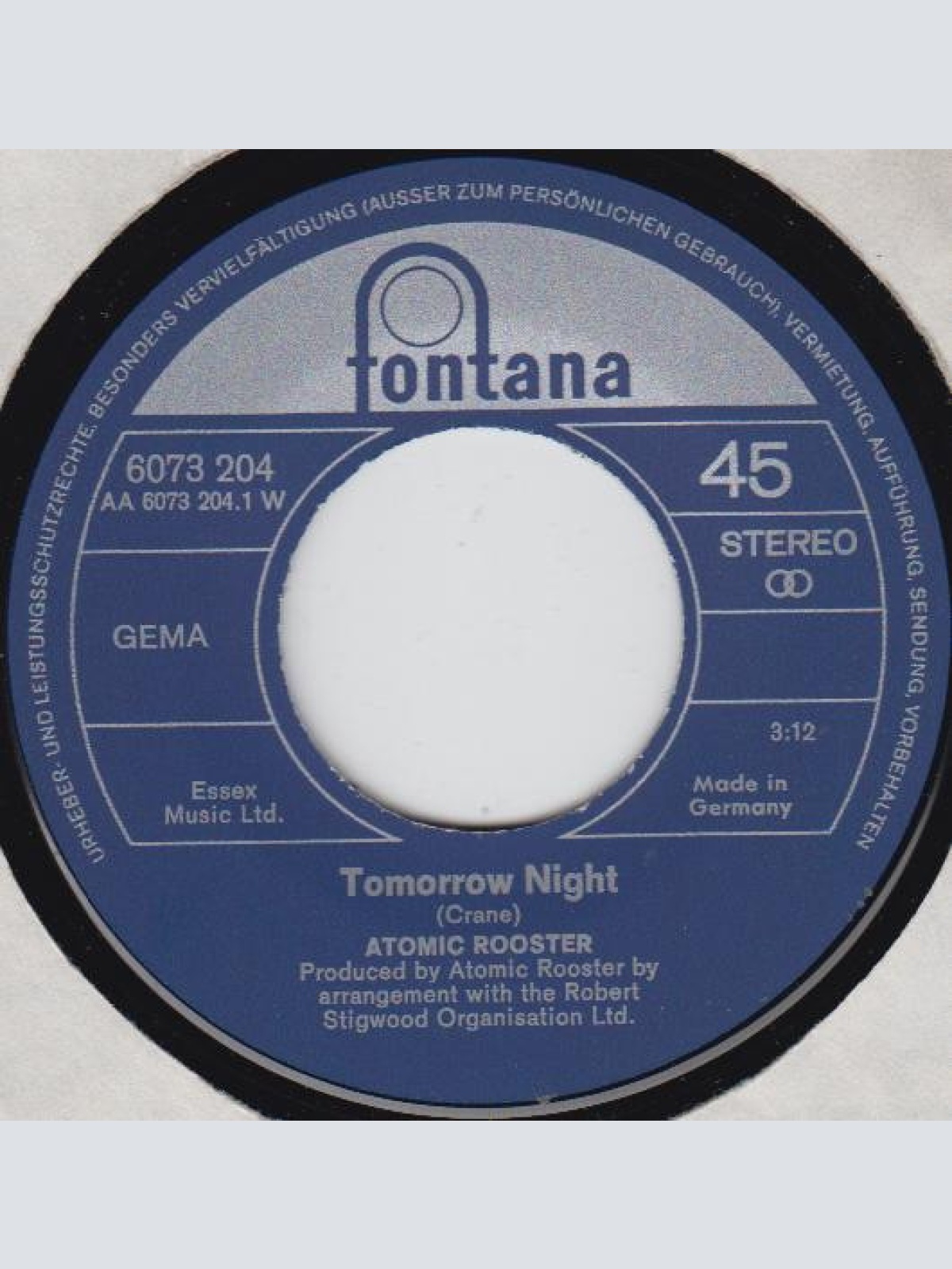 Vinyl / Atomic Roooster* - Tomorrow Night