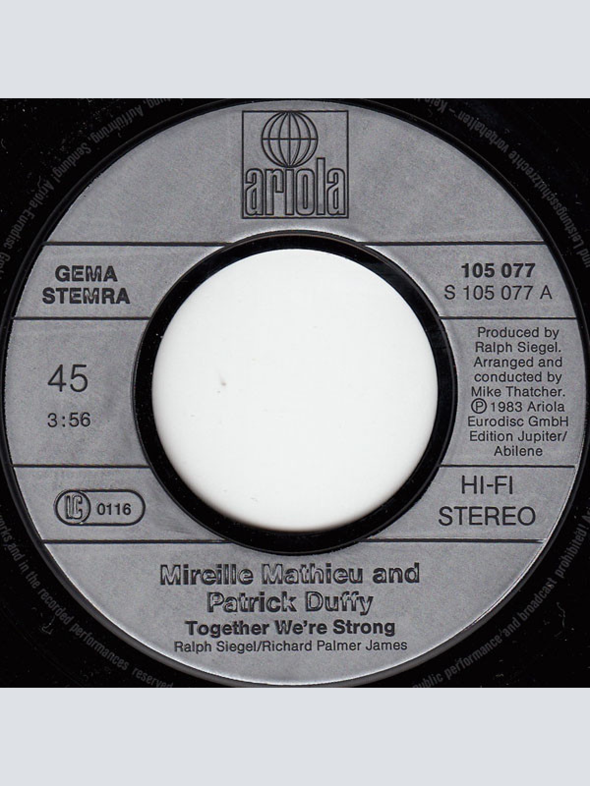 Vinyl / Mireille Mathieu, Patrick Duffy - Together We're Strong / Something's Going On