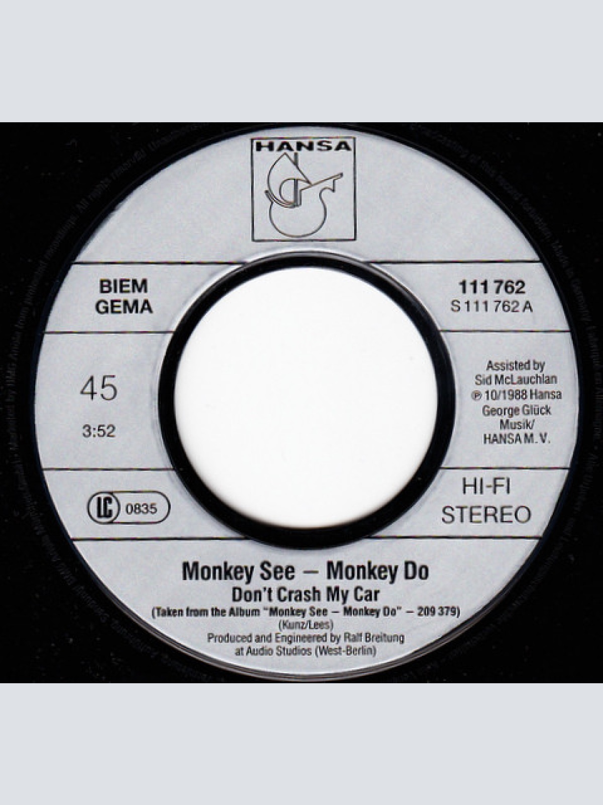 Vinyl / Monkey See - Monkey Do - Don't Crash My Car