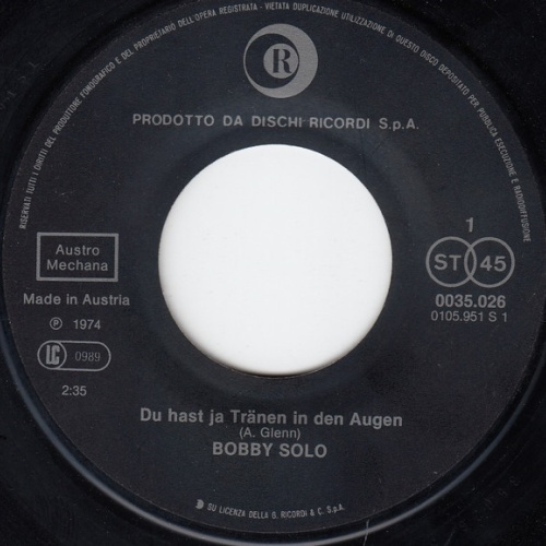 Vinyl / Bobby Solo - Du Hast Ja Tränen In Den Augen