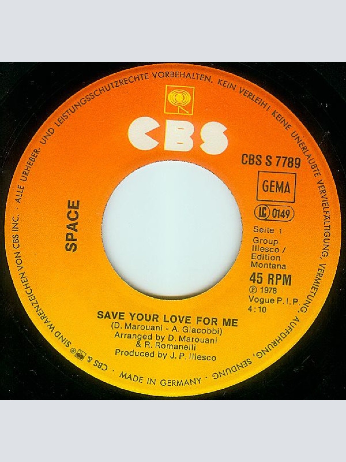 Vinyl / Space - Save Your Love For Me
