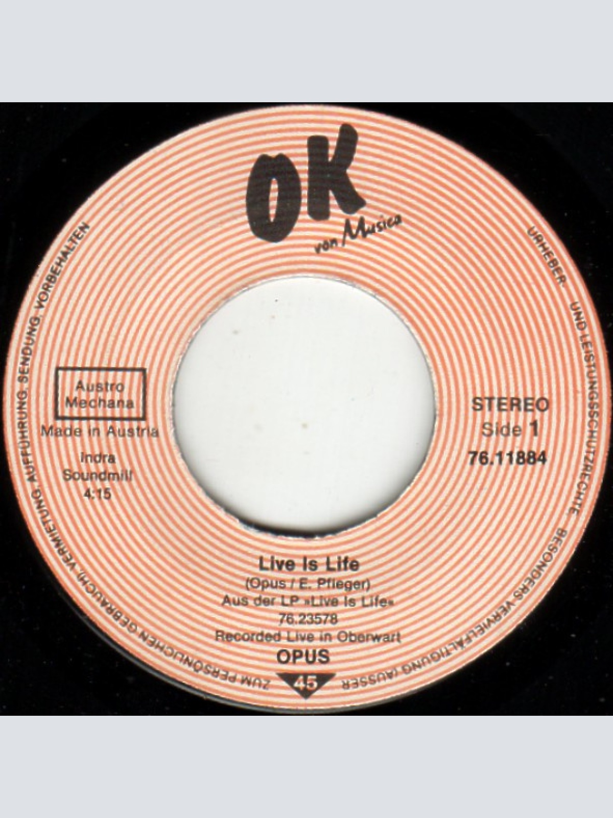 Vinyl / Opus - Live Is Life