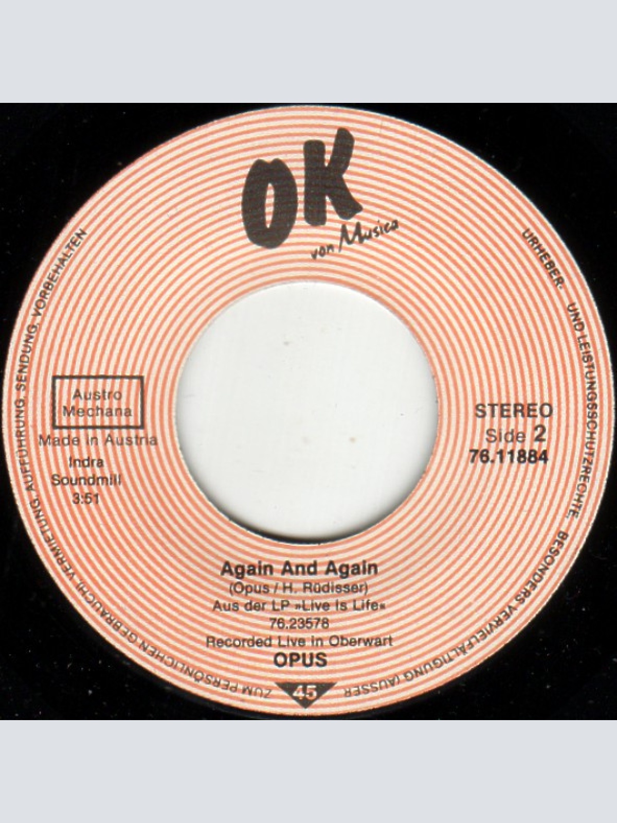 Vinyl / Opus - Live Is Life