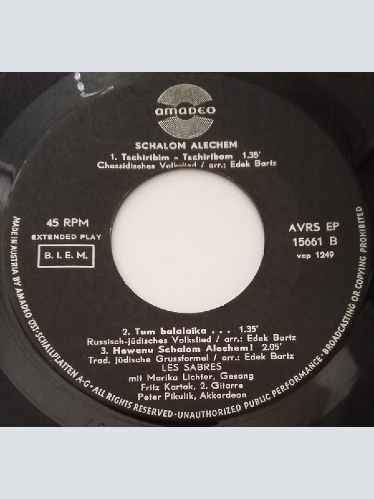 Vinyl / Les Sabres (2) - Schalom Alechem !