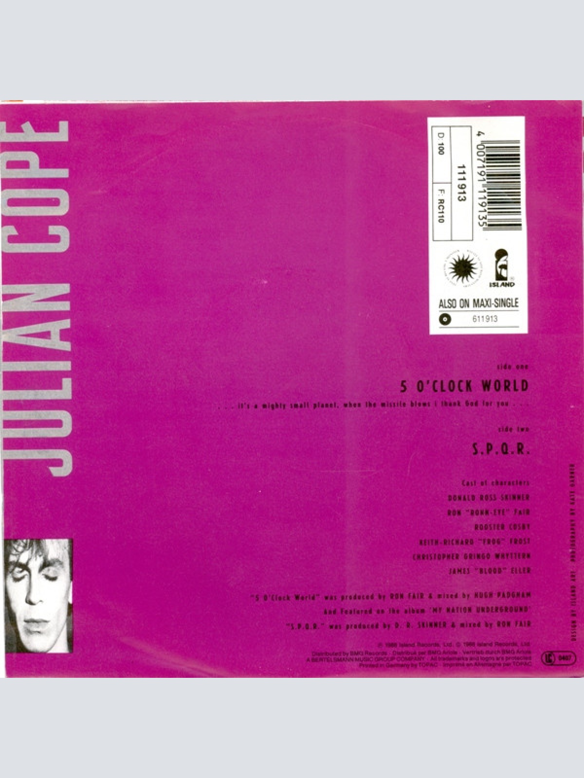 Vinyl / Julian Cope - 5 O' Clock World