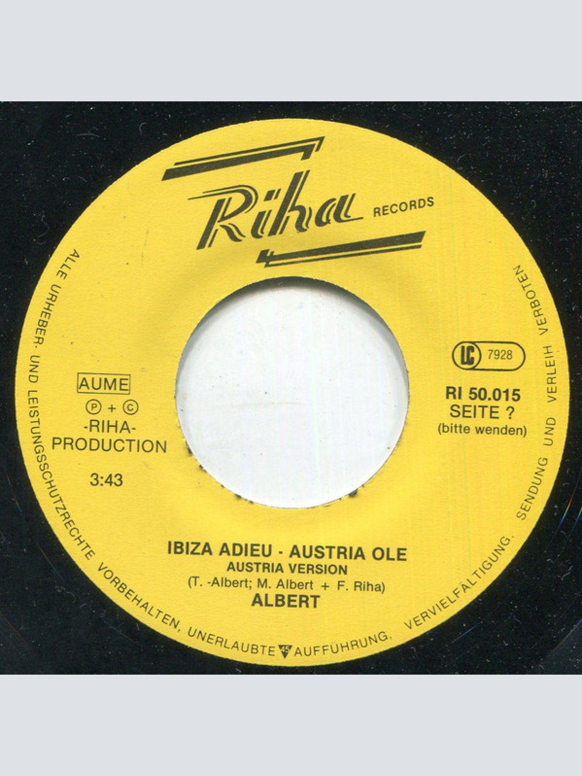 Vinyl / Albert* - Ibiza Adieu - Austria Ole