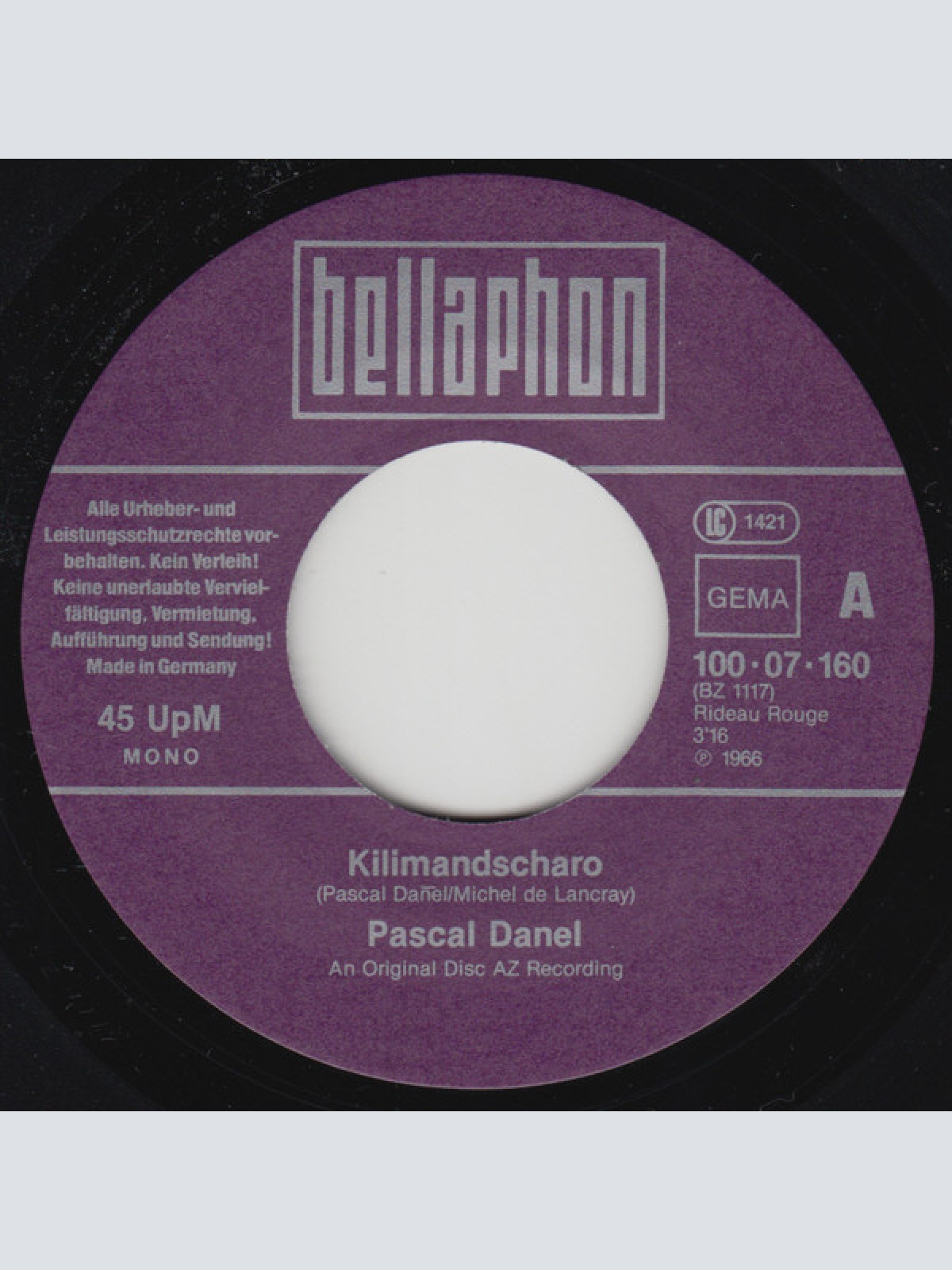 Vinyl / Pascal Danel - Kilimandscharo / Jeanne