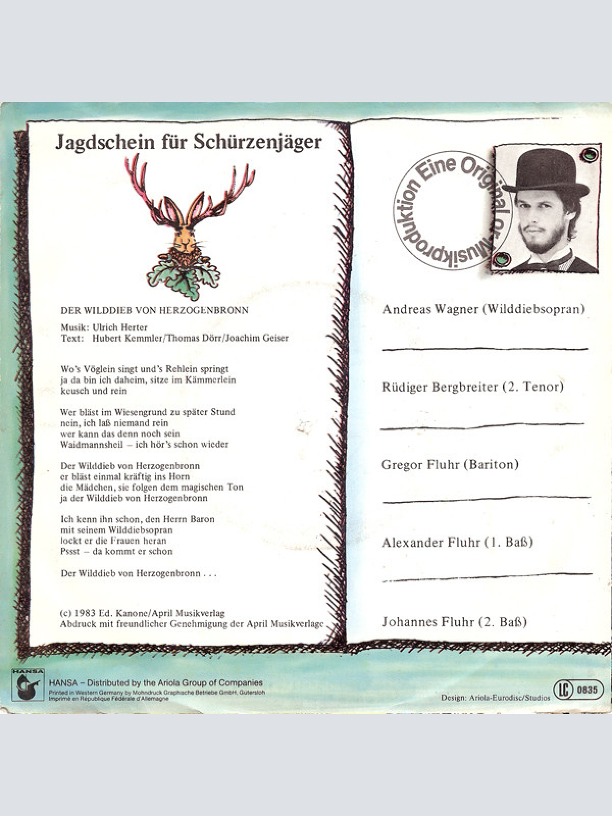 Vinyl / Die Minnesänger - Der Wilddieb Von Herzogenbronn