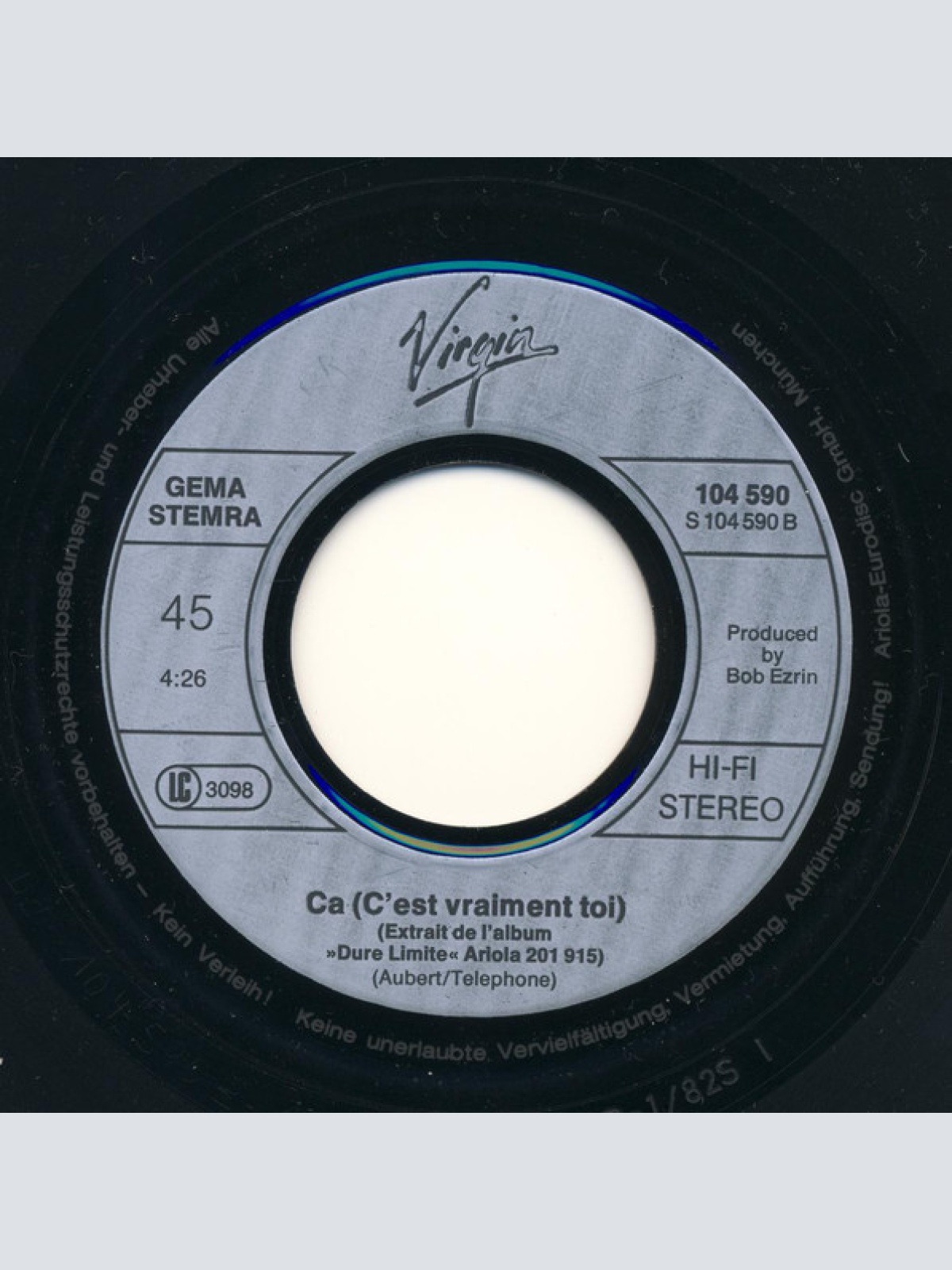 Vinyl / Telephone* - Cendrillon / Ça (C'est Vraiment Toi)