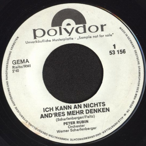 Vinyl / Peter Rubin - Ich Kann An Nichts Anderes Denken