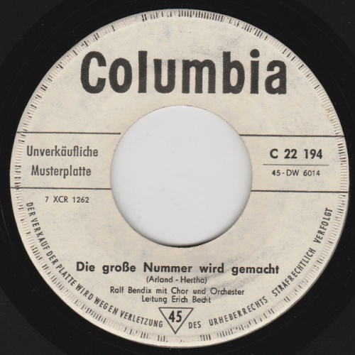 Vinyl / Ralf Bendix - Die Große Nummer Wird Gemacht