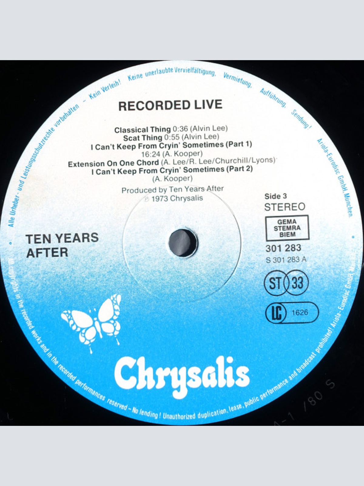 Vinyl / Ten Years After - Recorded Live