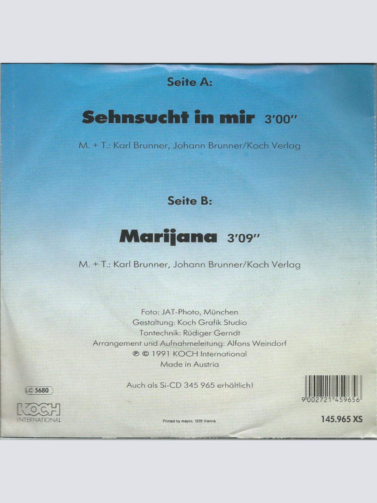 Vinyl / Brunner & Brunner - Sehnsucht In Mir