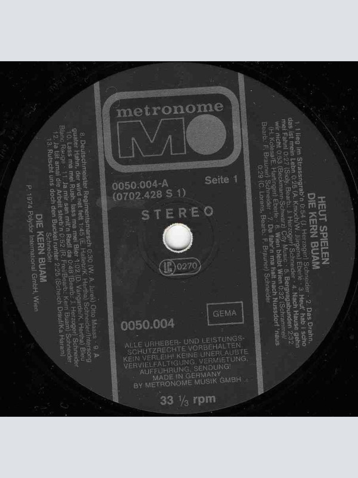 Vinyl / Die Kern Buam - Heut' Spielen...