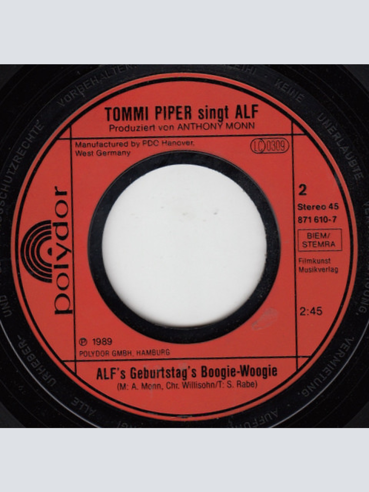 Vinyl / Tommi Piper* Singt ALF (2) - Rhonda