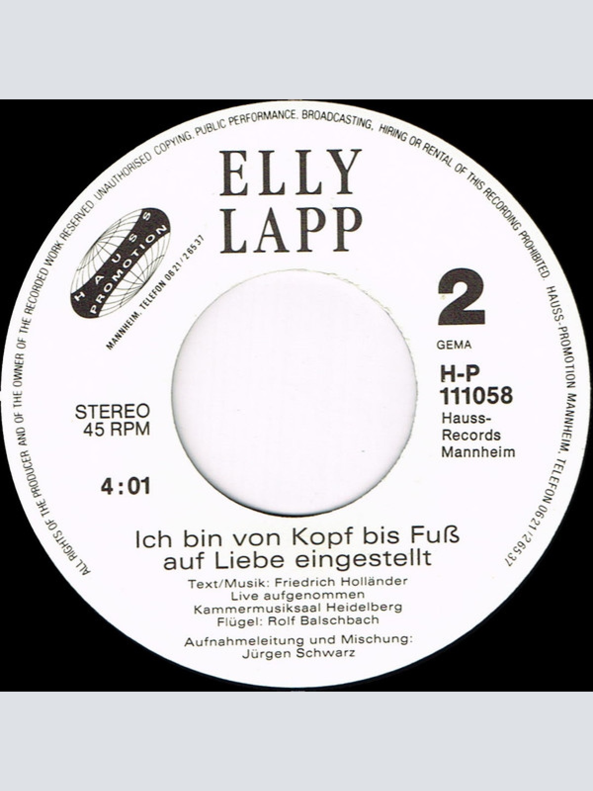 Vinyl / Elly Lapp - Don't Never Be Sad