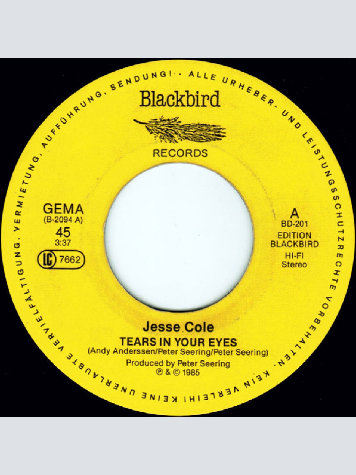 Vinyl / Jesse Cole - Tears In Your Eyes