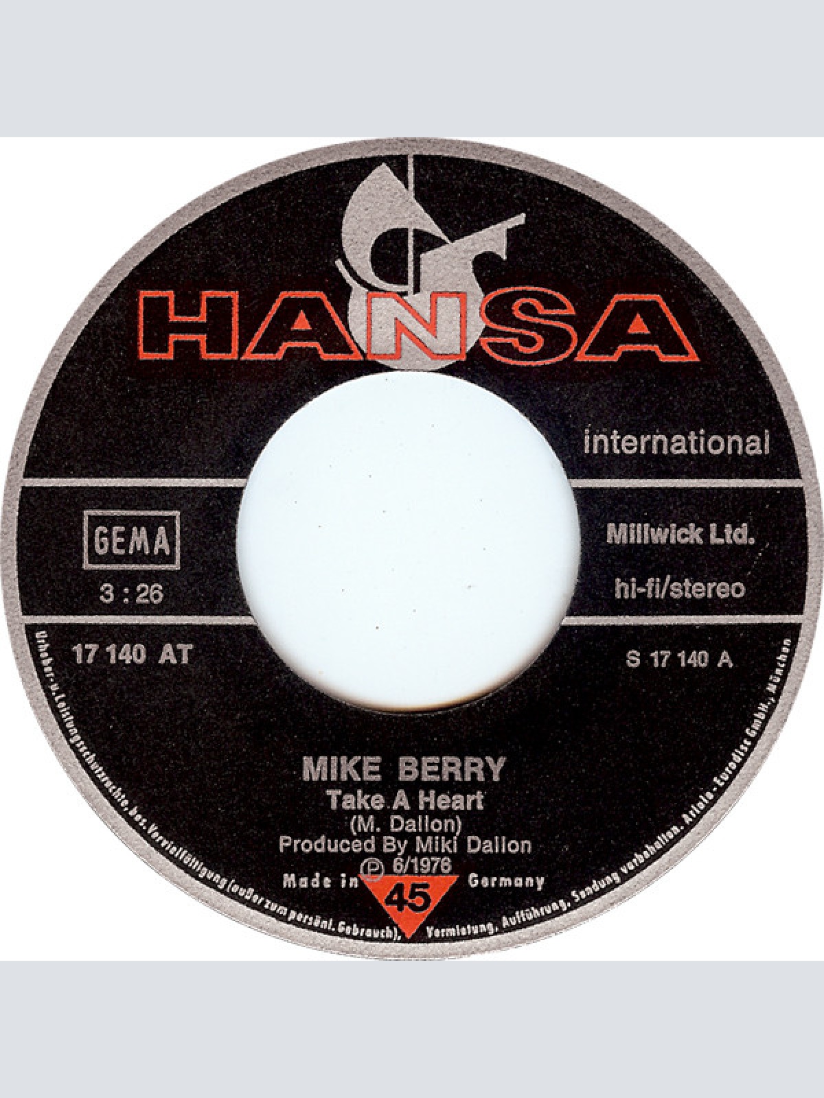 Vinyl / Mike Berry - Take A Heart