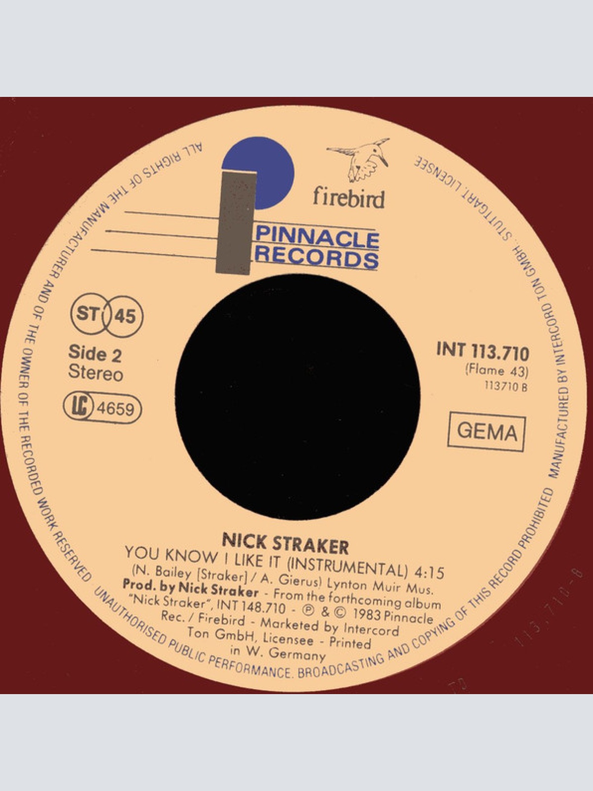 Vinyl / Nick Straker - You Know I Like It