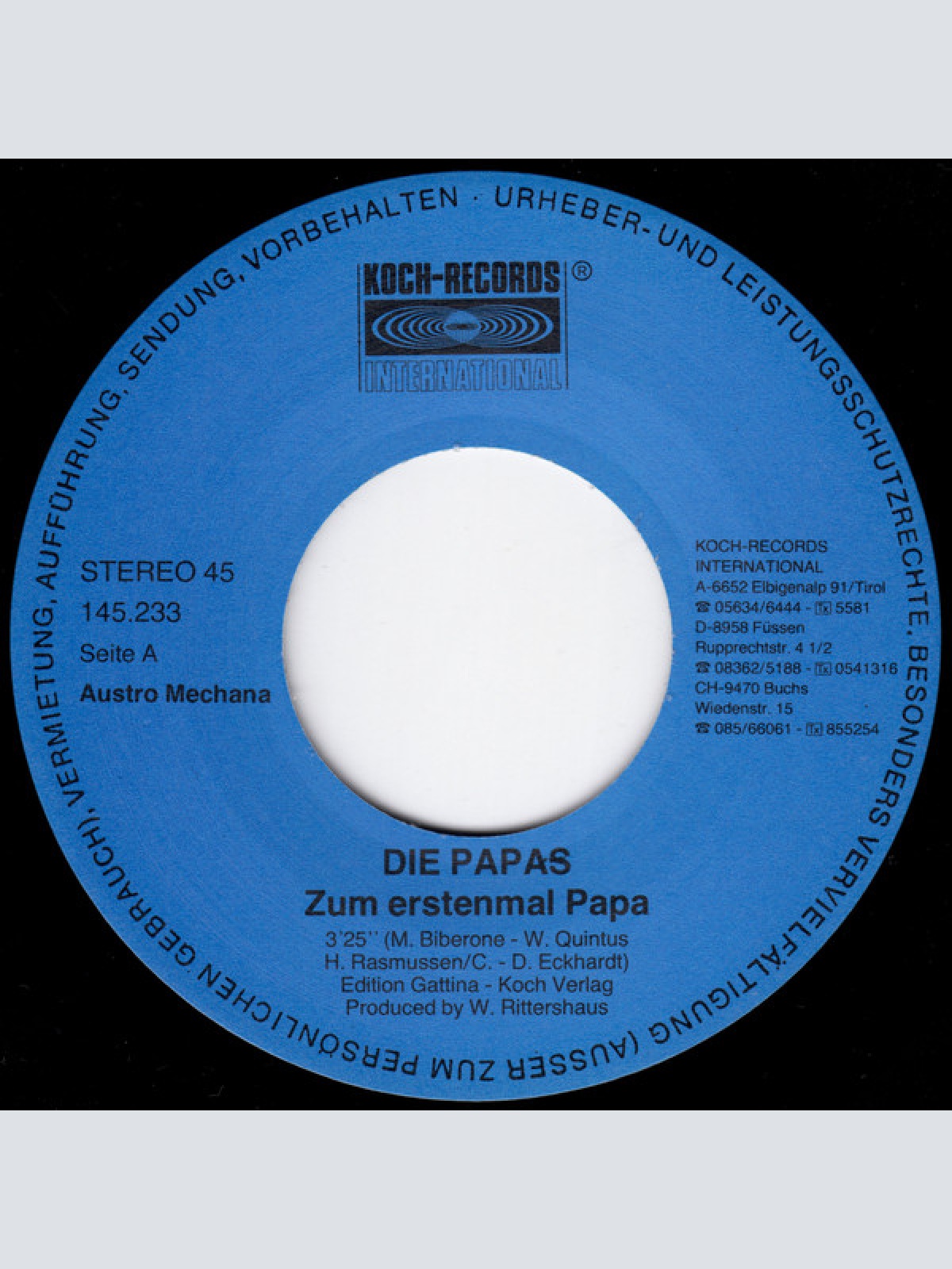 Vinyl / Die Papas - Zum Erstenmal Papa