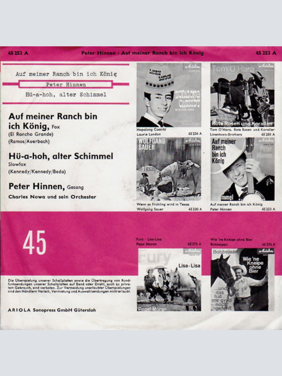 Vinyl / Peter Hinnen - Auf Meiner Ranch Bin Ich König