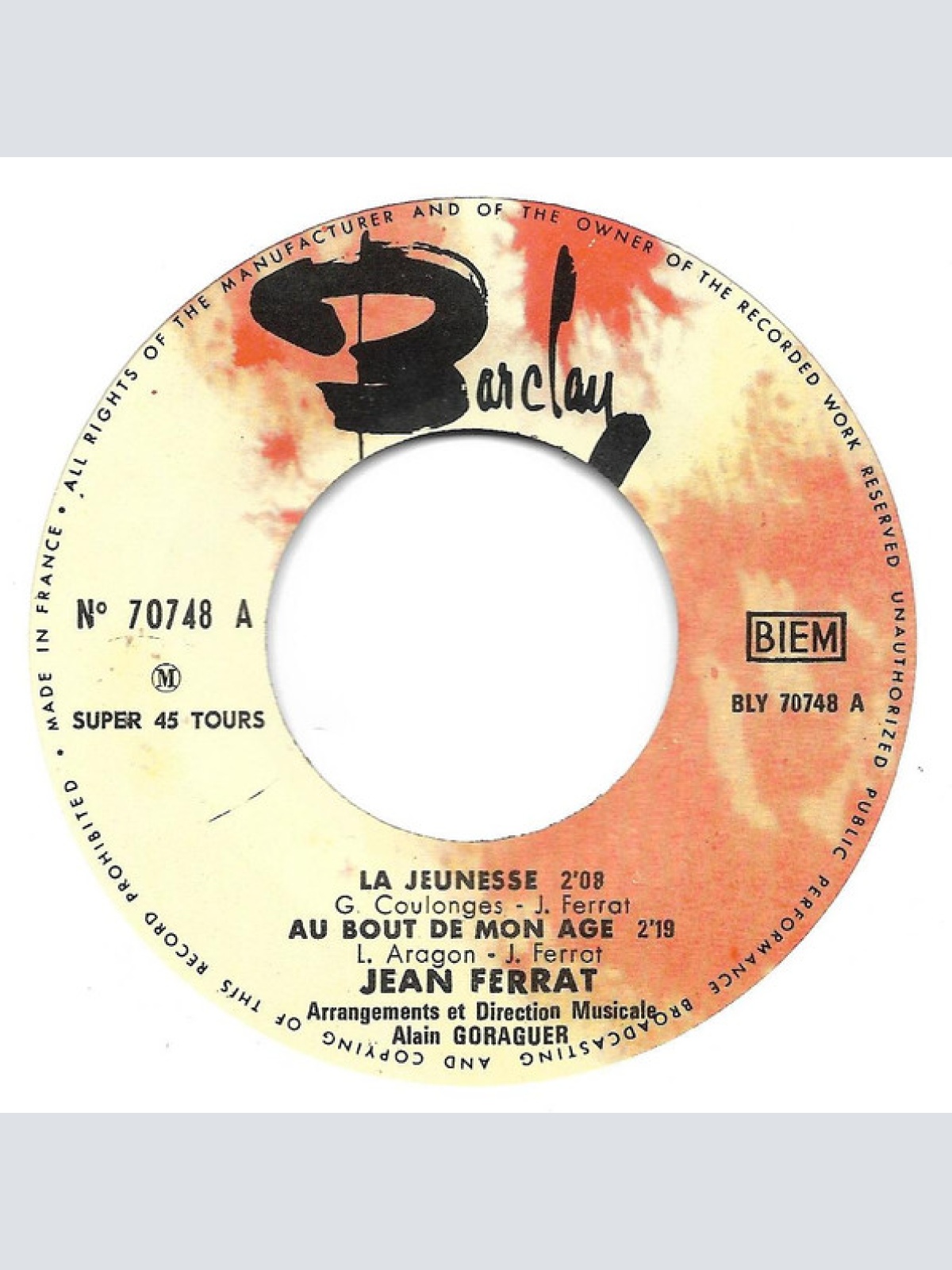 Vinyl / Jean Ferrat - La Jeunesse