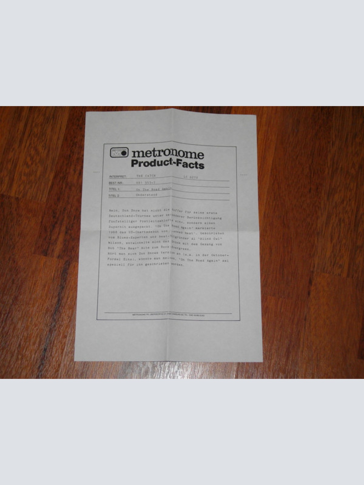 Vinyl / The Catch - On The Road Again